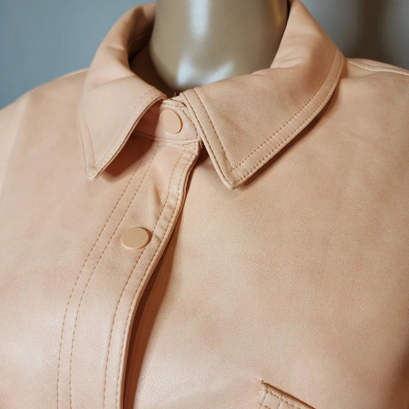 NWT 7 For All Mankind Vegan Leather Peach Jacket women's size large - Picture 8 of 17